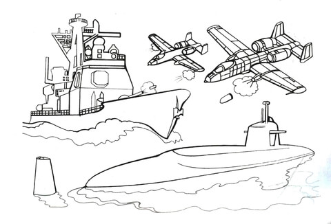 Attacking Little Submarine  Coloring Page